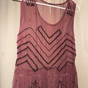 Sheer purple free people Dress with Black Sequin Design